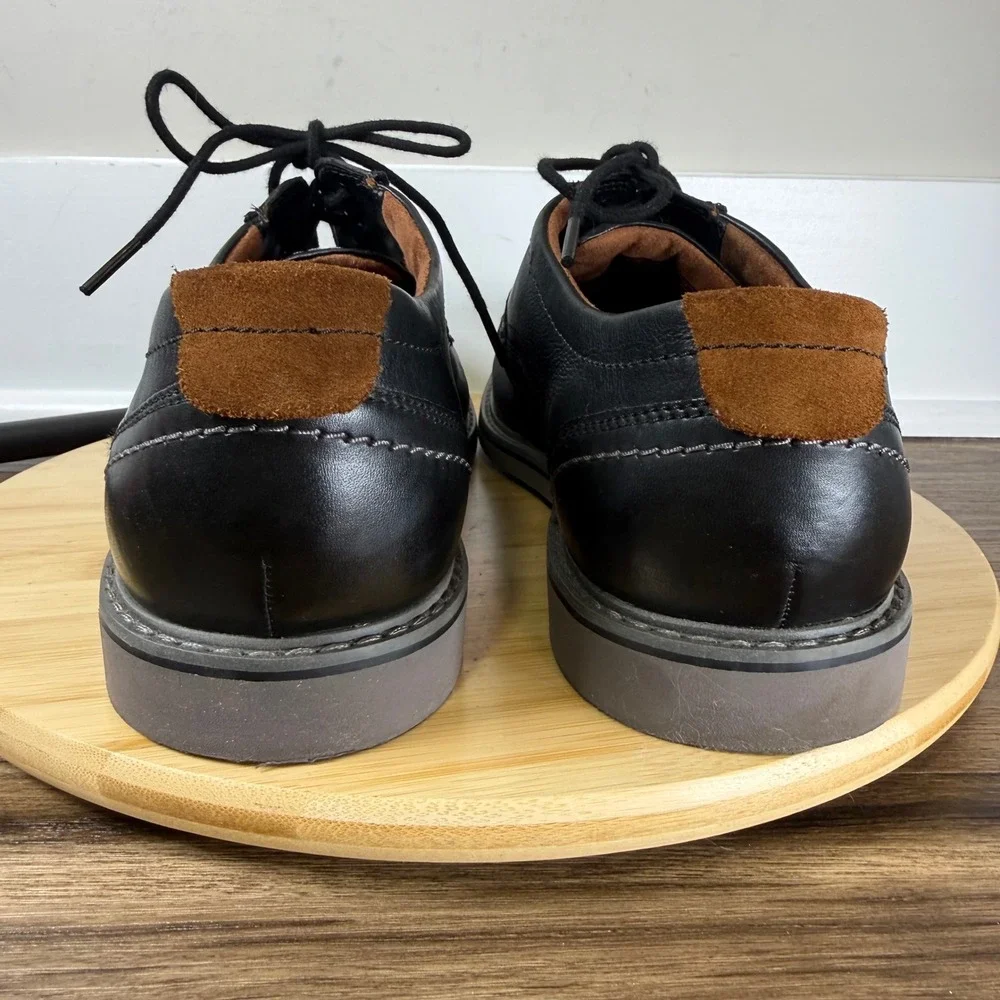 Clarks Collection Derby Mens 13 Black Leather Dress Shoes Office Wedding Modern